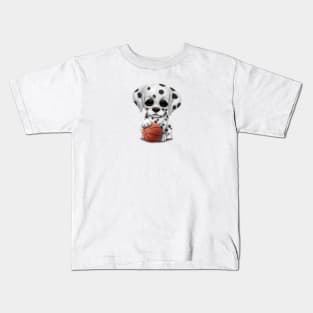 Dalmatian Puppy Dog Playing With Basketball Kids T-Shirt